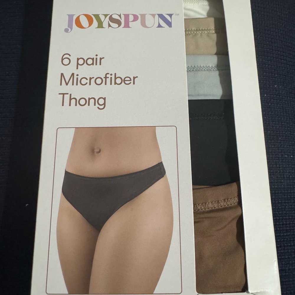 Joyspun Women's Microfiber Thong Panties - 6 Pack